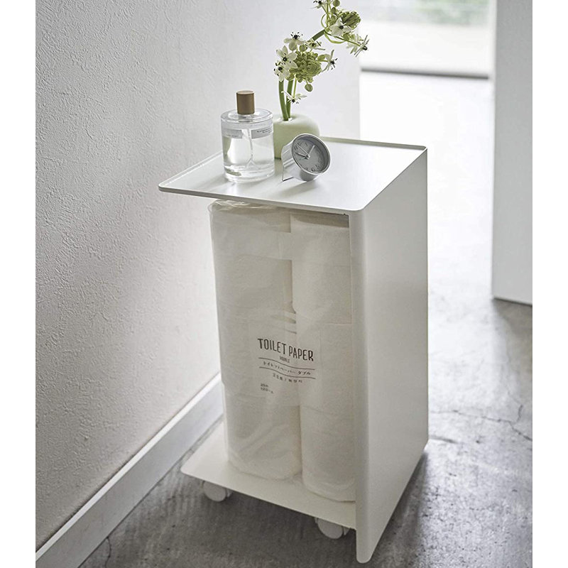 Yamazaki USA Yamazaki Home Rolling Toilet Paper Stocker, Steel, Wheels ...